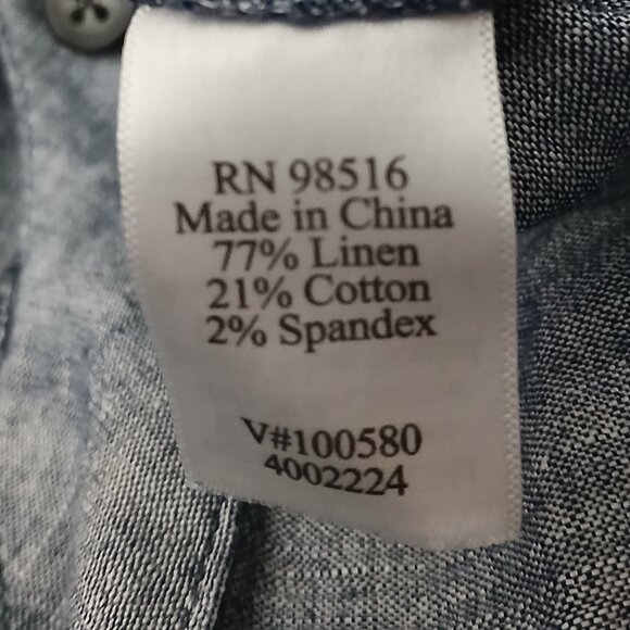 Coldwater Creek Capri Pants Size 16 Belted Wide Leg Linen Blend Steel Blue - Picture 9 of 9